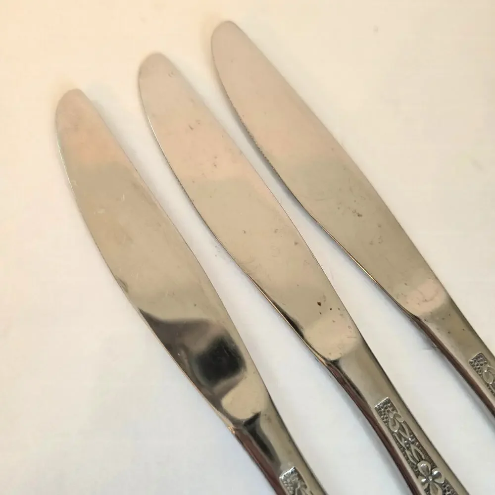 Rogers Stainless Butter/Dinner Knives La Spana Set Of 3 Mid Century Modern
